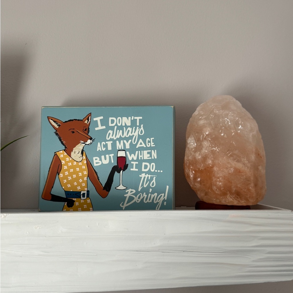 Charming Fox Mixed Media Art in Blue and Orange - Picture 2 of 8
